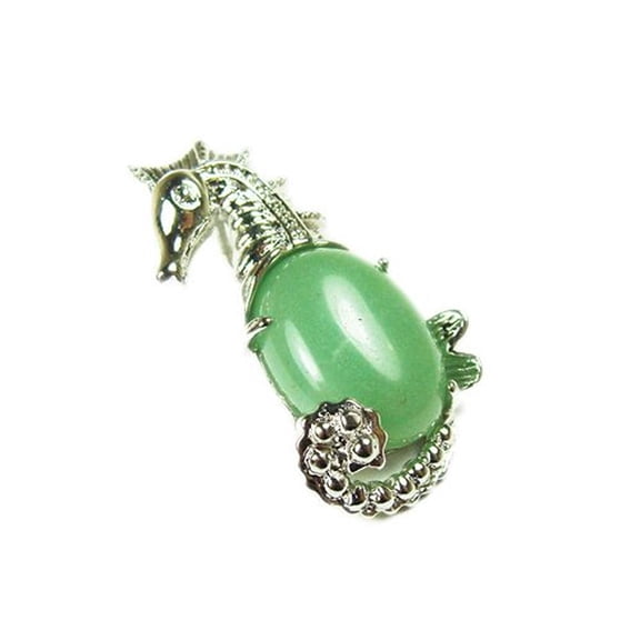 18x33mm Green Aventurine Sea Horse Pendant For Jewelry Making