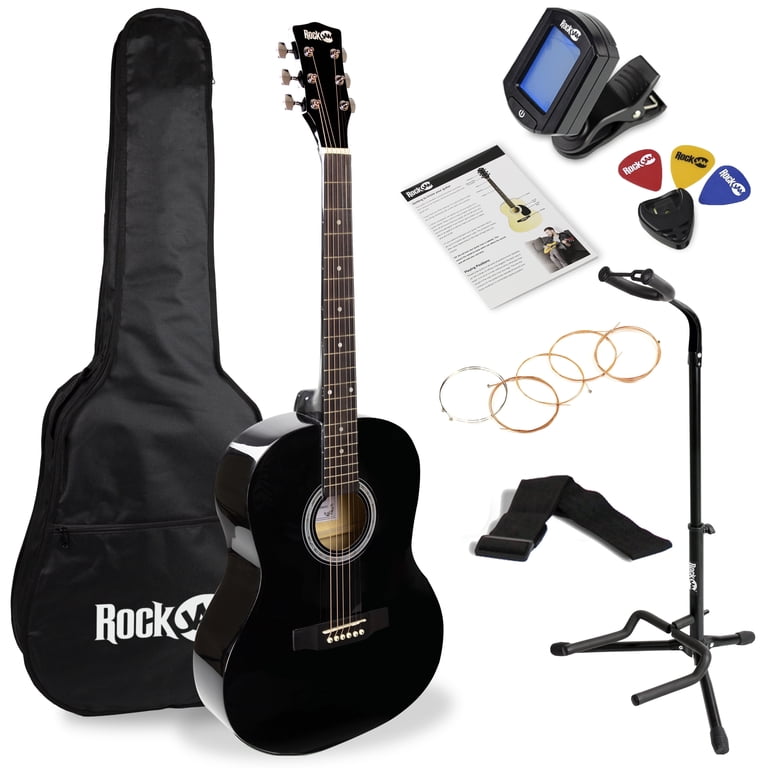 RockJam Dreadnought Acoustic Guitar Kit, Black photo 1