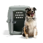 Petmate Sky Kennel for Dogs, IATA Approved, Plastic Travel Carrier, Gray, For Dogs 50-70 lbs, Large, 40 x 27 x 36