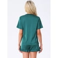 thumbnail image 4 of DARING DIVA Silky Satin Short Sleeve Shorts Set V Neck Lounge Pajama Set XS Green, 4 of 7