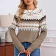 thumbnail image 6 of vigerkar Fair Isle Sweater Women Oversized Knit Vintage Crochet Cozy Long Sleeve Pullover Sweaters Fall Winter Outfits (Khaki, S), 6 of 9