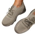thumbnail image 2 of Joernso 1 Pair Women Walking Shoes Anti-skid Rubber Soles Lace-up Platform Shoes Slip On Comfort Casual Flats Foam Insole Tennis Sneakers for Gym Running, 2 of 8
