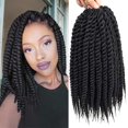 thumbnail image 1 of Admutty Havana Twist Crochet Hair 6 paquetes de 12 pulgadas trenzas de ganchillo senegalés Twist Crochet trenzado cabello (1B), 1 of 5