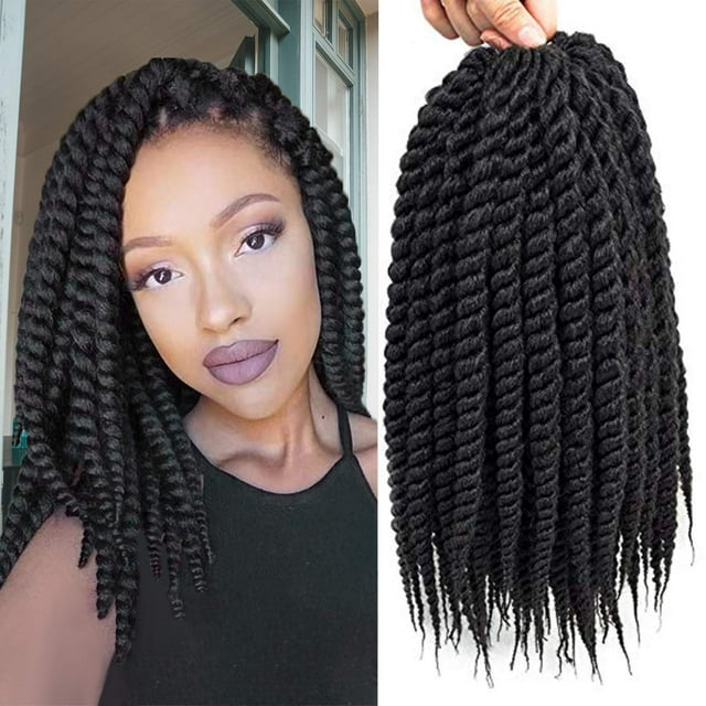 Admutty Havana Twist Crochet Hair 6 paquetes de 12 pulgadas trenzas de ganchillo senegalés Twist Crochet trenzado cabello (1B)