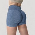 thumbnail image 5 of Women's Ribbed Seamless Biker Shorts with Stretch Fabric and Smooth Fit - Large, Blue, 5 of 7
