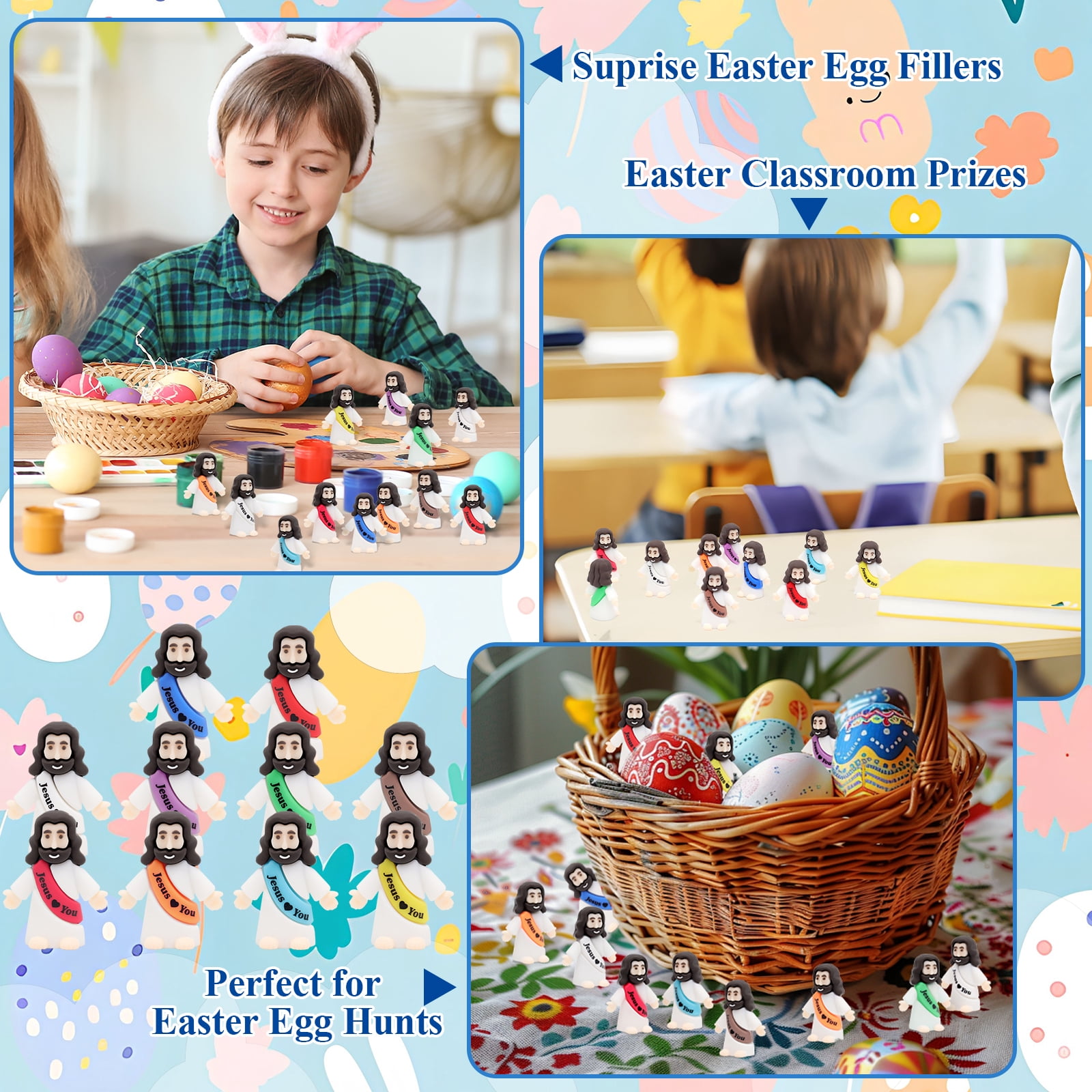 100 Pcs Jesus Love You Mini Figures Baby Jesus Figurines in Bulk Tiny Miniature Religious Figures for Hide and Seek, Sunday School, Religious Party Favors, Baptism Gifts, Easter Egg Stuffers