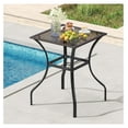 thumbnail image 2 of 37” Height Bistro Table with Umbrella Hole, Tempered Glass Top & Wicker Covered Edge, Counter Height Square Outdoor Bar Table for Garden, Patio, Poolside & Deck, 2 of 7