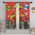 thumbnail image 5 of Superhero City Curtains for Boys Kids Teens, Red Spider Web Cityscape Buildings Cartoon Comic Blackout Window Curtains for Baby Room Bedroom Living Nursery 2 Panel Sets, 42"x63" Inch, 5 of 5