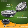 thumbnail image 4 of Martin MCS300 Propane Camping Stove - 20,000 BTU Folding Dual Stove with 2 Adjustable Burners, Piezo Ignition and Hose; Portable Cooking Gear for Backpacking, Camping and Hiking, 4 of 7