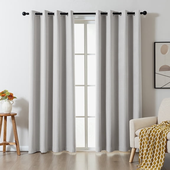 Sonive 52" x 95" Blackout Curtains Pack of 2, Grommet Top Living Room Bedroom Curtain, Light Gray
