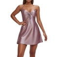 thumbnail image 2 of Nightgowns for Women Summer Satin Sleeveless Spaghetti Strap Sweetheart Neck Backless Padded Cami Sleep Dress Sleepwear, 2 of 8