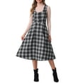 thumbnail image 2 of INSPIRE CHIC Women's Plaid Vintage Dress Sleeveless High Waist A-Line Midi Pinafore Dress, 2 of 6