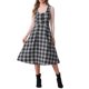 thumbnail image 2 of Vestido vintage de cuadros sin mangas de cintura alta A-Line midi de INSPIRE CHIC, 2 of 6