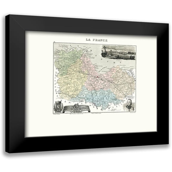 Migeon 14x11 Black Modern Framed Museum Art Print Titled - Cotes du Nord Region France - Migeon 1869