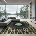 thumbnail image 2 of ODIKA 8'x10' Washable Area Rug Vinyl Cd Record Retro Vintage Music Spinning Grooves Concentric Disc Flowing for Living Room, Under Sectional, Family Room , Durable, Non-Slip, 2 of 7