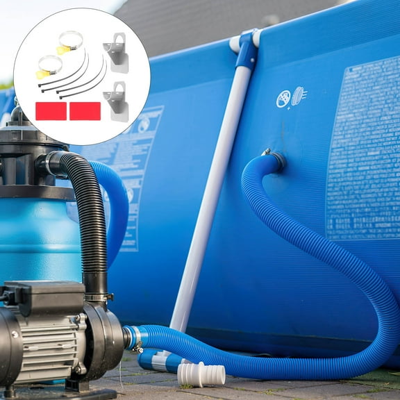 SWETRACE Plastic Pool Pipe Support Set for Above Ground Pools, Hose Holder 4.25x3.07x1.5in, Grey