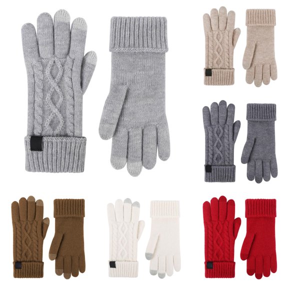 PMVFHDE Gloves & Mittens Winter Solid Knitted Providing Warmth And Comfort Suitable For Both Men Women Light Gray - One Size