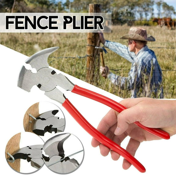 10" Fencing Pliers Nail Hammer Fence Cutting Gripping Wire Cutter Staple Remover