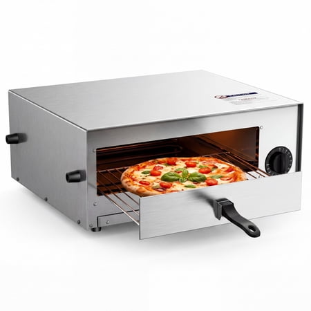 ELLEGNT Stainless Steel Electric Pizza Oven, Fits 12 Inch Pizza, Countertop Pizza Maker with Auto Shut-Off Timer, Removable Crumb Tray for Kitchen