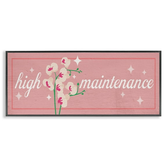 Stupell Industries Floral High Maintenance Black Framed Giclee Art design by Lil' Rue, 10 x 24