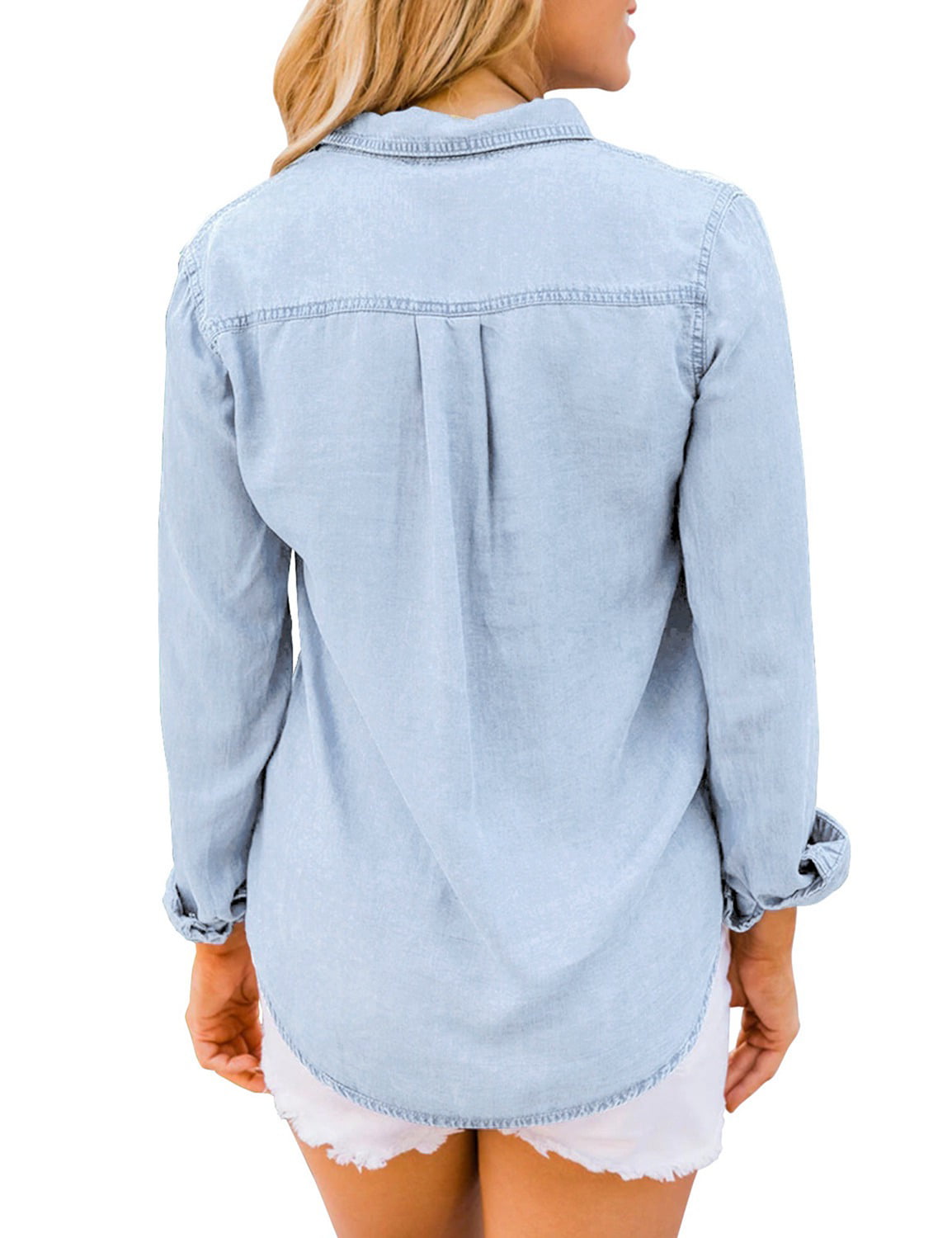 Drop Shoulder Button Down Denim Shirt – Five 22