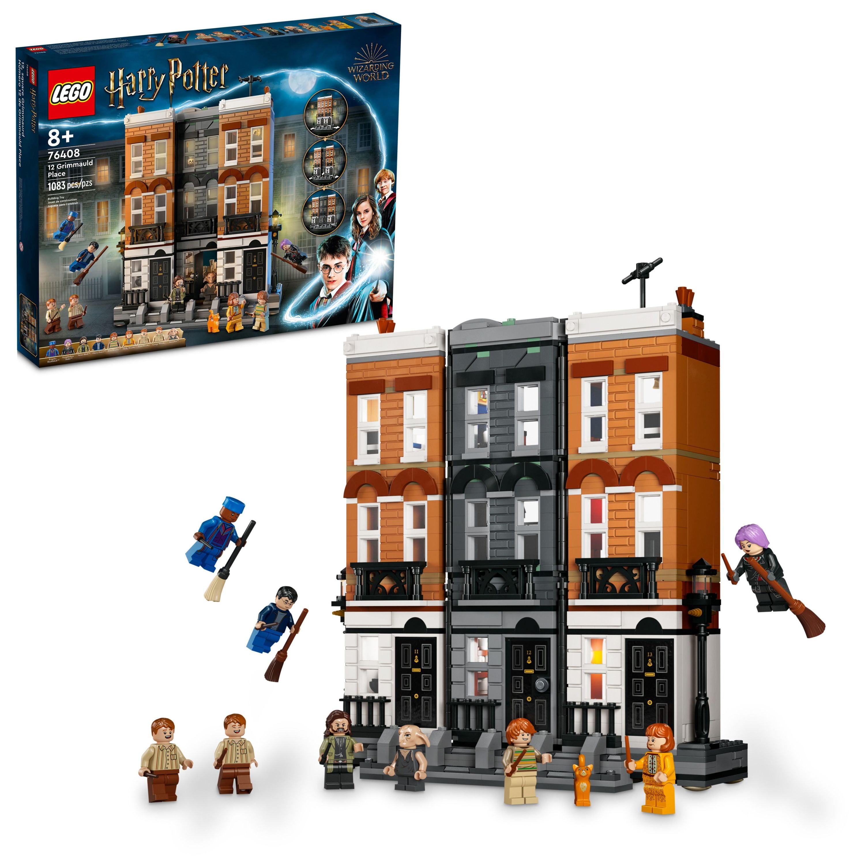 LEGO Harry Potter 12 Grimmauld Place 76408, Headquarters of the Order of the Phoenix Magic Set, Transforming House Model Building with 9 Minifigures including Sirius Black, Kreacher, and the Weasleys