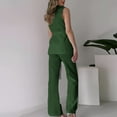 thumbnail image 6 of Jinhomg Women's 2 Piece Business Casual Outfits Sleeveless V Neck Blazer Vest and Wide Leg Pants 2025 Fashion Office Work Clothes with Belt Green M, 6 of 8