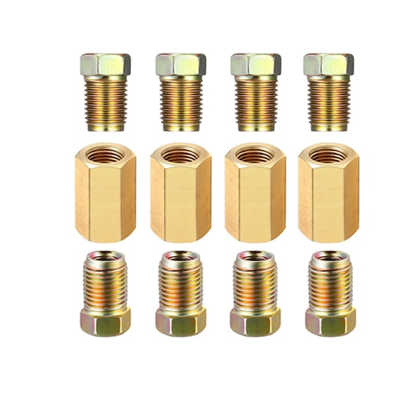12 Pieces 3/8 Inch-24 Threads Brake Line Fittings Assortment for 3/16 Inch Tube (4 Unions, 8 Nuts)