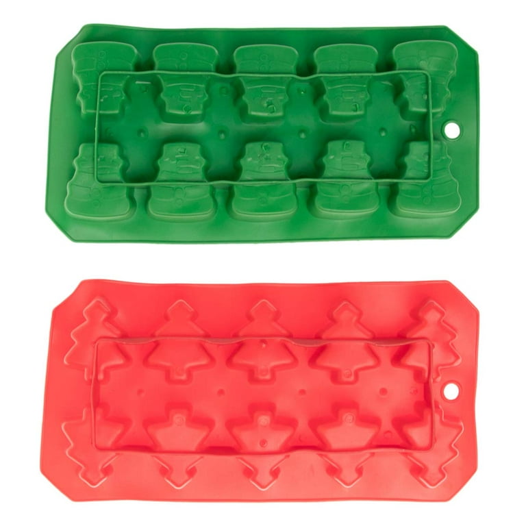 Silicone Extra Large Ice Cube Trays, 2 Trays, 6 Cubes per Tray Red