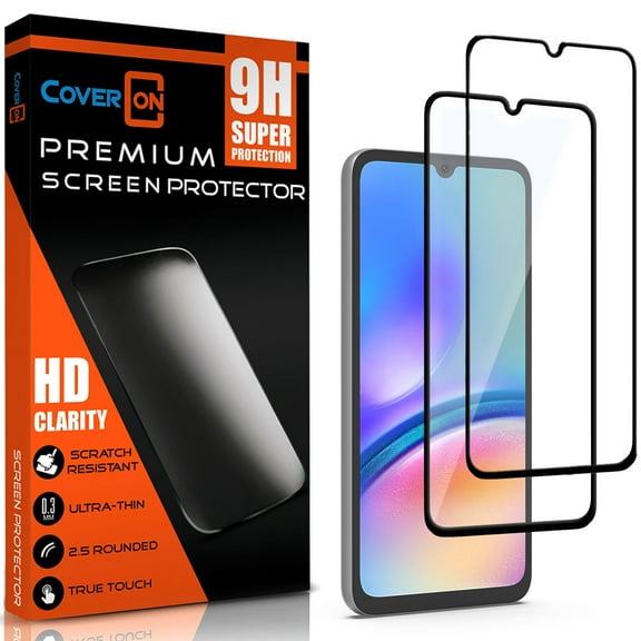 CoverON 2pcs Pack For Samsung Galaxy A05s Screen Protector Tempered Glass - 98% full Coverage