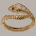 thumbnail image 2 of LBG British Made 18k Rose Gold Natural Opal & Amethyst Womens Band Ring - 33 size options - Size 10, 2 of 6