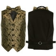 thumbnail image 3 of SiiRoh Kids Boys Gentlemen Bow Tie Vest Banquet Birthday Party Sleeveless Classic Jacquard Waistcoat Gold 8, 3 of 4