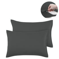 PiccoCasa 2 Packs MicrofiberPillowcases Zipper Closure, Standard Grey