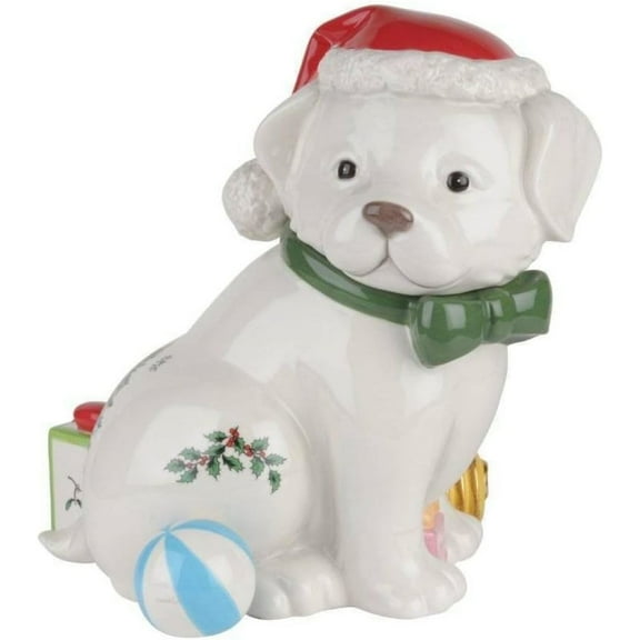 Spode Christmas Tree Figural Puppy Cookie Jar - 10" Earthenware Christmas Cookie Jar with Lid - Whimsical Holiday Treat Jar, Candy Jar for Kitchen Counter, Festive Kitchen Decor, Seasonal Gift