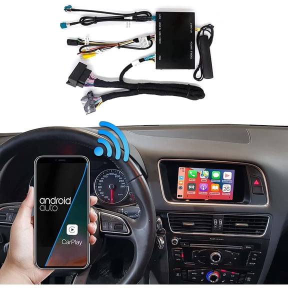 Open Box Road Top Wireless Carplay Android Auto Module Receiver Box for Audi S4 S5 A4 A5 (2009-2015 Year) for Q5 (2009-2017 Year) with 2GMMI, Carplay Retrofit Kit Decoder, Support Mirrorlink, Camera