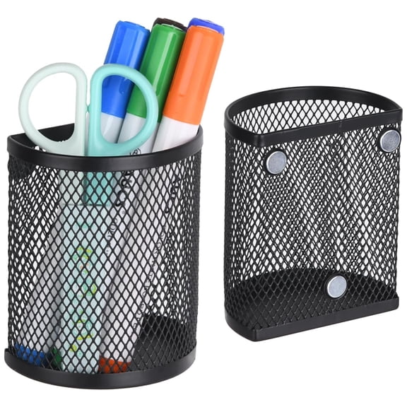 Fmxomd Magnetic Pencil Holder - Locker Accessories, 2 Pack Magnetic Pen Holder for Refrigerator for Home and Office Use, Black