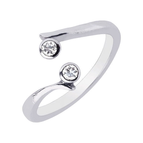 Ritastephens Sterling Silver Crossover Cubic Zirconia Pinky Adjustable Ring or Toe Ring