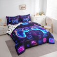 thumbnail image 3 of Homewish Futuristic Game Console Bedding Comforter Set 7 Pieces for Teen, Modern Boys Gaming Full Bedding Set, Video Game Gamepad Reversible Fitted Sheet Flat Sheet, Breathable Home Decor, 3 of 7