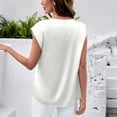 thumbnail image 5 of Stichou Womens Silk Satin Tops 2026 Summer Spring Cap Sleeve Shirts Dressy Crew Neck Tank Tops Loose Business Casual Blouse White M, 5 of 5