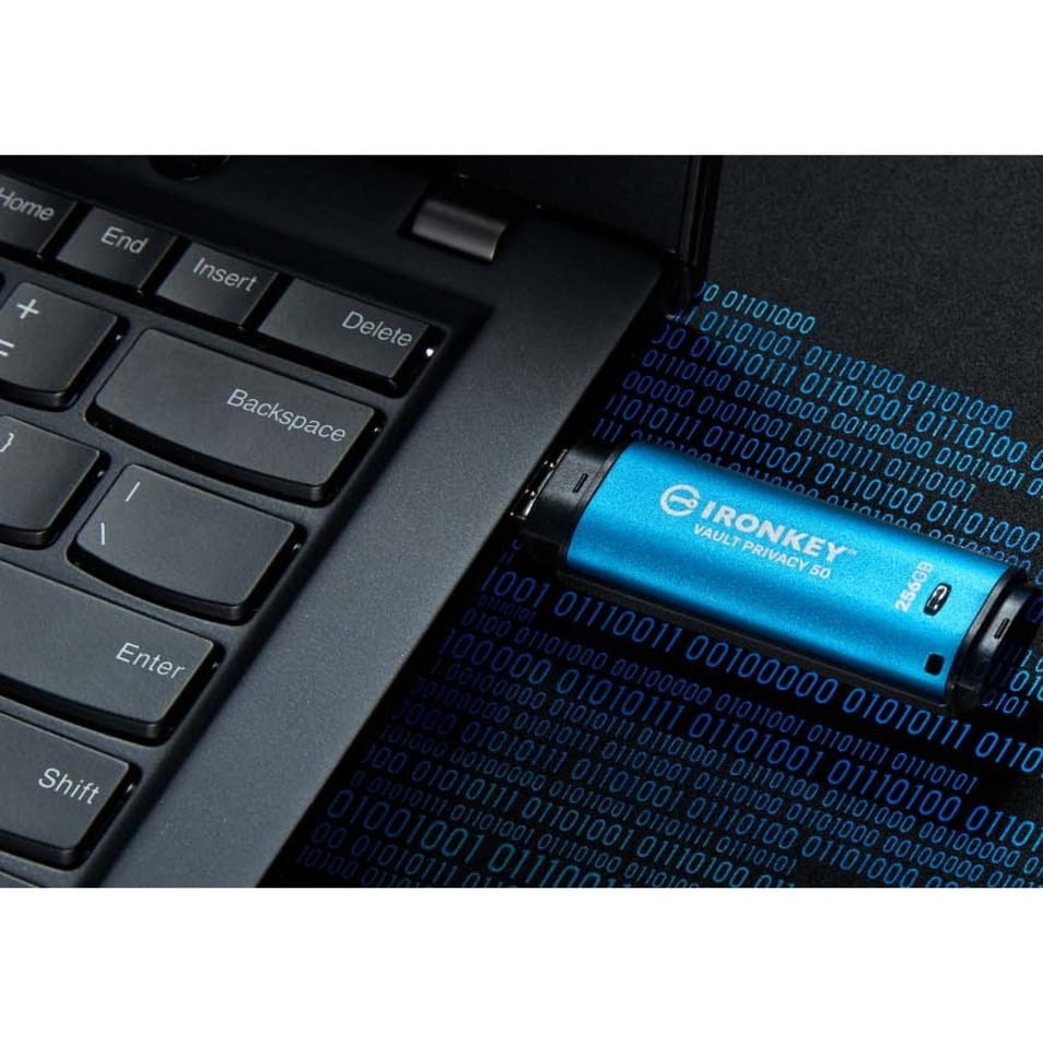 Kingston IronKey Vault Privacy 50 Series 256GB USB-C Flash Drive - Up to 230 MB/s Read
