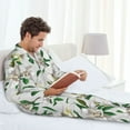 thumbnail image 4 of Mens Pajamas Set, Gorgeous Lilies Flowers Button Down Long Sleeve Loungewear Sleepwear Pjs sets for Men, 4 of 5