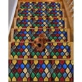 thumbnail image 2 of Stair Treads for Wooden Steps, Colorful Morocco Peel and Stick Stair Treads with Reusable Adhesive, Modern Geometric Abstract Art Non Slip Indoor Stairs Runner Rugs Mats for Elders Dogs 8"x30" 4PCS, 2 of 6