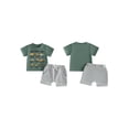 thumbnail image 2 of BemeyourBBs Infant God Say I Am Toddler Baby Boy Christening Clothes Shorts Set Kids Baby Summer Outfits Short Sleeve Vehicles Print T-Shirt Shorts Pockets, 2 of 9