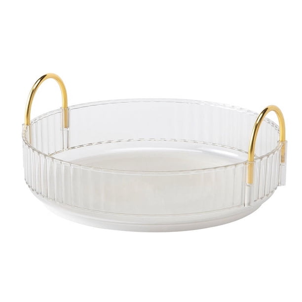 Compre 2 Ahorre 10% Organizador de mostrador de baño giratorio de 1 nivel, bandeja de perfume de encimera y organizador de tocador, almacenamiento de maquillaje de esquina, encimera organizadora para