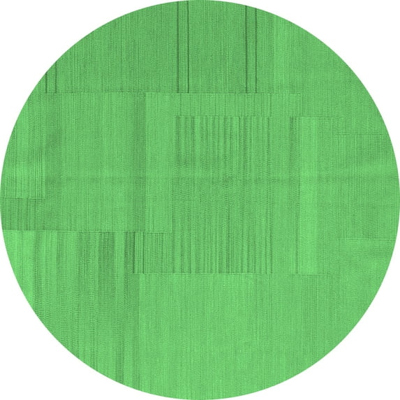 Ahgly Company Indoor Round Abstract Emerald Green Contemporary Area Rugs, 8' Round