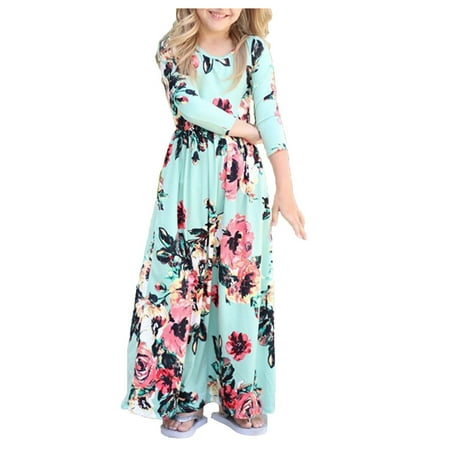 

QWERTYU Infant Baby Toddler Child Children Kids Floral Dress for Girls Long Sleeve Dresses Fall Winter Sundress 2Y-8Y