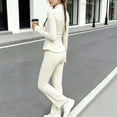 thumbnail image 6 of hotojiny Girls 2 Piece Athletic Outfit Full Zip Workout Jacket High Waist Flare Leggings Tracksuit Kids Yoga Activewear(Beige,14-15 Years), 6 of 8