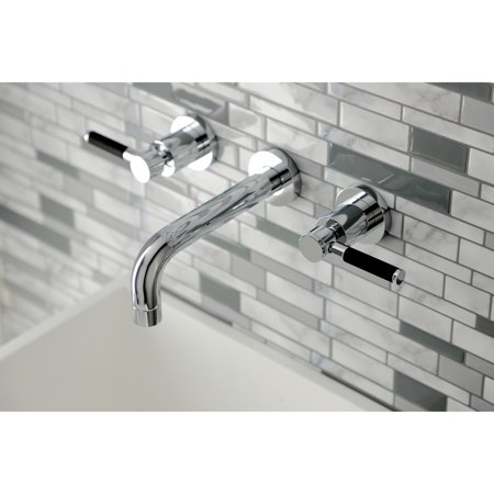 Kingston Brass Kaiser Two-Handle 3-Hole Wall Mount Bathroom Faucet Polished Chrome Chrome Finish