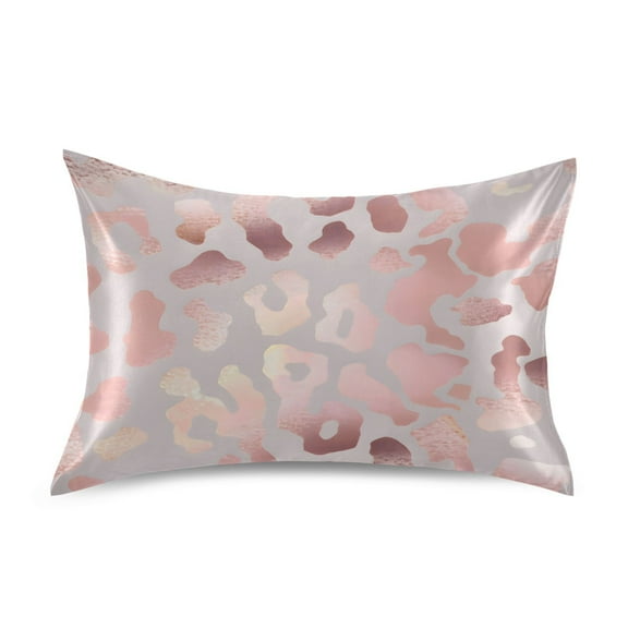 JSTEL Rose Gold Cheetah Leopard Print Satin Pillowcase Standard Size Pillow Cases Envelope Closure Bed Pillow Cover, 20 x 26 inch