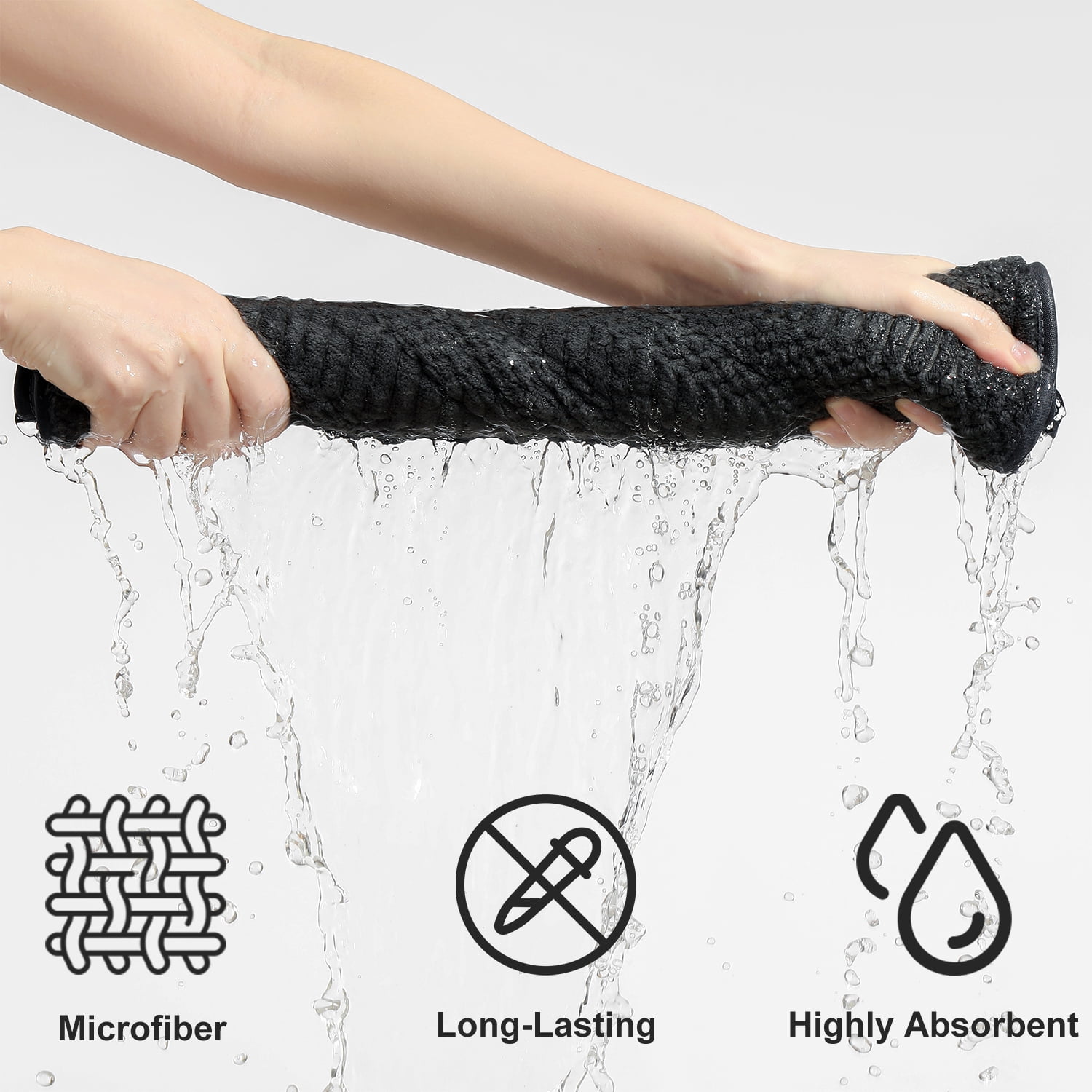 Beartech 8 Piece Microfiber Bath Towel Set,700GSM Quick Dry & Less Lint, 2 Oversized Bath Towels, 2 Towels & 4 Washcloths,Highly Absorbent,Ultra Soft Shower Towel For Bathroom Hotel-Black